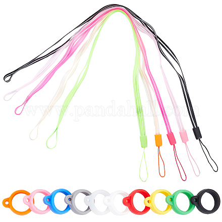 GORGECRAFT 25PCS Anti-Lost Necklace Lanyard Set Including 5pcs Anti-Loss Pendant Strap String Holder 20PCS Silicone Rubber Rings for Daily Life SIL-GF0001-05-1