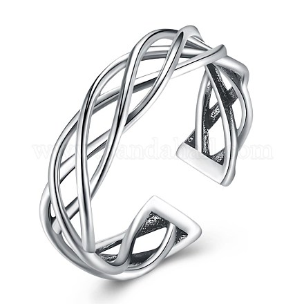 Regolabili 925 anelli di barretta d'argento sterlina RJEW-BB30296-1