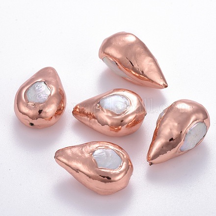 Perlas naturales abalorios de agua dulce cultivadas PEAR-E014-12RG-1