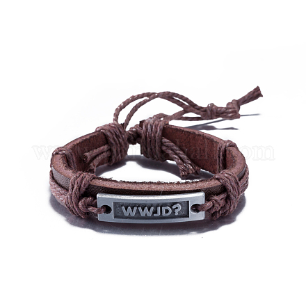 Bracelets de cordon en cuir à la mode unisexe BJEW-BB15515-A-1