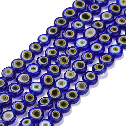 Chapelets de perles rondes de chalumeau manuelles de mauvais œil LAMP-L058-6mm-23-1