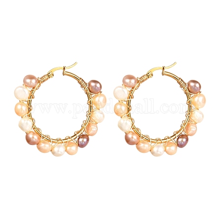 Boucles d'oreilles vintage en perles de perles naturelles pour fille femme EJEW-JE04643-03-1