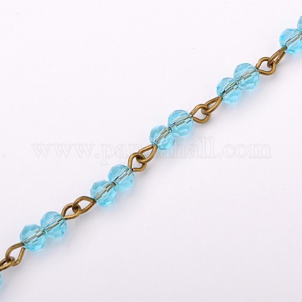Ручной круглые стеклянные бусы цепи для ожерелья браслеты делает AJEW-JB00069-03-1