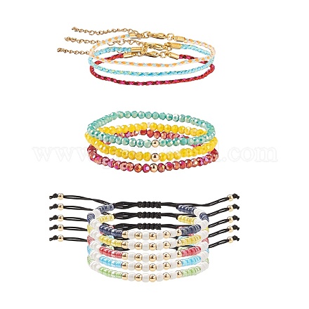 Verstellbare Nylonschnur geflochtenen Perlen Armbänder BJEW-SZ0001-009-1
