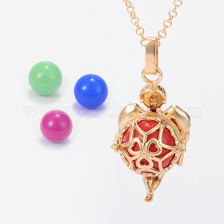 Golden Plated Brass Pendant Necklaces NJEW-J040-G-1