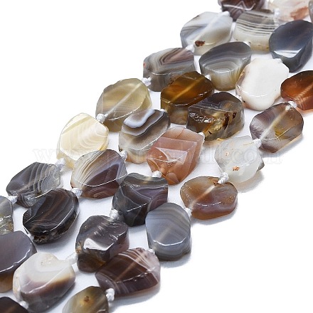 Chapelets de perles en agate naturelle du Botswana G-K245-L03-01-1