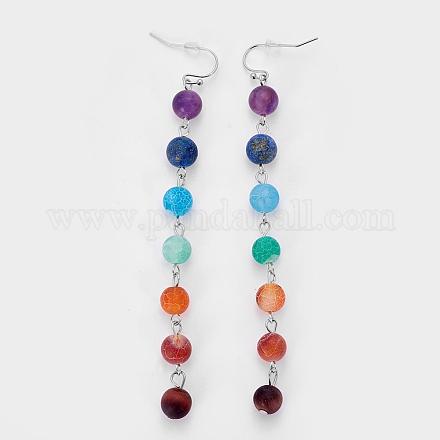 Natural Gemstone Beaded Chains Dangle Earrings EJEW-JE02181-1