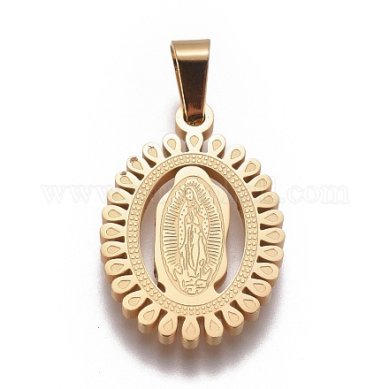 304 Stainless Steel Lady of Guadalupe Pendants STAS-F223-21G-B-1