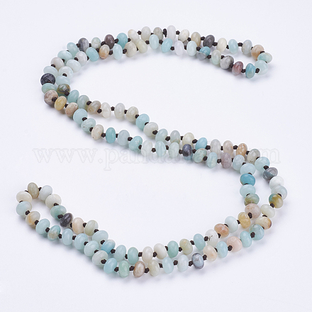 Универсальные ожерелья/браслеты с натуральным цветком амазонита и бисером X-NJEW-K095-B05-1