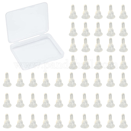 Wholesale SUNNYCLUE 1 Box 100Pcs Silicone Earring Backs Transparent Push-back  Studs Stoppers Clear Full-cover Ear Nuts Soft Safety Dust-proof for Women  Styling Fish Hook Earring Findings 