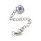 Brass Natural Lapis Lazuli Ends with Chain, with Enamel & Glitter Powder, Platinum, 72mm