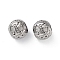 304 Stainless Steel Rhinestone European Beads, Round Large Hole Beads, Real 18K Gold Plated, Round with Letter, Letter X, 11x10mm, Hole: 4mm