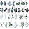 2 Styles Paper Stickers, Scrapbook Making Supplies, Mixed Shapes, Leaf Pattern, 24~45x12.5~34x0.1mm, 180pcs/set