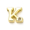 Rack Plating Brass Cubic Zirconia Beads, for Personalized Name Necklaces Making, Long-Lasting Plated, Lead Free & Cadmium Free, Alphabet, Letter K, 12.5x14x4.8mm, Hole: 2.7mm