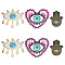 6Pcs 3 Style Hamsa Hand/Heart/Evil Eye Sequin Embroidered Appliques, Iron on Cloth Patches, Sewing Craft Decoration, Mixed Color, 212~280x170~260x1mm, 2pcs/style