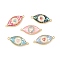 Brass Pave Shell Connector Charms, with Enamel, Real 18K Gold Plated, Rack Plating, Long-lasting Plated, Cadmium Free & Lead Free, Mixed Color, Horse Eye, 8.5x19.5x3.5mm, Hole: 1mm