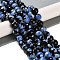 Natural Fire Crackle Agate Beads Strands, Dyed & Heated, Faceted, Round, Royal Blue, 10mm, Hole: 0.8mm, about 37pcs/strand, 14''(35.5cm)