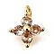 Brass Micro Pave Cubic Zirconia Pendants, Flower Charms, Real 18K Gold Plated, 9.5~10x7.5~8x3mm, Hole: 1.2mm