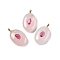 Natural Rose Quartz & Cubic Zirconia Pendants, Oval Charms with Brass Loops, Golden, 21.5x13x6.5mm, Hole: 1.8mm