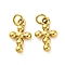 304 Stainless Steel Charms, with Jump Ring, Cross Charms, Ion Plating(IP), Real 18K Gold Plated, Real 18K Gold Plated, 12.5x7.5x2.5mm, Hole: 2.3mm