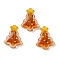Transparent Glass Enamel Beads, Christmas Trees, Dark Orange, 18x15x7mm, Hole: 1.2mm