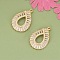 Brass Pendants, Cadmium Free & Nickel Free & Lead Free, with Rhinestone, Real 18K Gold Plated, Teardrop, 25x17.5x4.5mm, Hole: 1.5mm