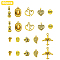 60Pcs 10 Styles Tibetan Style Alloy Pendants, Cadmium Free & Lead Free, Mixed Shapes,Antique Golden, 8.5~25x7.5~22x1.5~6.5mm, Hole: 1.4~4mm, 6pcs/style