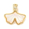 Brass Micro Pave Clear Cubic Zirconia Pendants, with Shell, Leaf, Real 18K Gold Plated, 15x16x6mm, Hole: 4x3mm