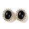 Natural Obsidian Sew on Rhinestone, with Brass Micro Pave Cubic Zirconia Findings, Oval, Real 18K Gold Plated, 13x11x8.5mm, Hole: 1.5mm