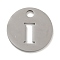 Non-Tarnish 304 Stainless Steel Pendants, Stainless Steel Color, Flat Round with Letter, Letter I, 19x1.2mm, Hole: 2.5mm