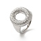 Letter Brass Micro Pave Clear Cubic Zirconia Open Cuff Ring for Women, Platinum, Letter O, 20x18mm, US Size 6(16.5mm)