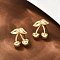 Cherry Brass Stud Earrings, Rack Plating, Long-Lasting Plated, Lead Free & Cadmium Free, Real 18K Gold Plated, 16x13.5mm
