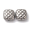 Non-Tarnish 304 Stainless Steel Waffle Beads, Square, Stainless Steel Color, 14x14x8mm, Hole: 1.2mm