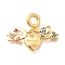 Brass Cubic Zirconia Boy & Heart & Girl European Dangle Charms, Large Hole Pendants, Real 18K Gold Plated, 30mm, Hole: 5mm