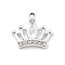 Alloy Rhinestone Pendants, UV Plated, Crown, Platinum, 18.5x20.5x3mm, Hole: 1.6mm