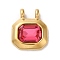 Glass Pendants, with 304 Stainless Steel Finding, Octagon Charms, Real 14K Gold Plated, 19x16x4.5mm, Hole: 2.8mm
