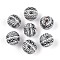 Bohemian Style Printed Schima Wood Beads, Round, Gray, 14.2~15x16~16.5mm, Hole: 3.7~4.3mm