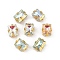Brass Glass Rhinestone Sew on Rhinestones, Rectangle, Faceted, Mixed Color, Golden, 9x7x5mm, Hole: 0.8mm