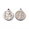 Non-Tarnish 201 Stainless Steel Pendants, Flat Round with Cssml Ndsmd Cross God Father Religious Christianity, Stainless Steel Color, 17.7x14.5x2.5mm, Hole: 1.6mm