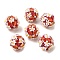 Handmade Polymer Clay Rhinestone Beads, with Reisn & ABS Pave Disco Ball Beads, Round with Flower, Red, 18mm, Hole: 2mm