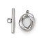 Oval 304 Stainless Steel Toggle Clasps, Stainless Steel Color, 6.5x22x2.5mm, Hole: 2.5mm