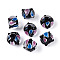 Handmade Lampwork Beads, Bead in Bead, Bumpy Rondelle with Teardrop Pattern, Black, 13~14x9~10mm, Hole: 1.2~1.8mm