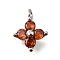Brass Micro Pave Cubic Zirconia Pendants, Flower Charms, Platinum, 9.5~10x7.5~8x3mm, Hole: 1.2mm