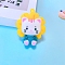 PVC Plastic Pendants, Cat with Sunflower, Steel Blue, 55x45mm