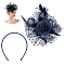Polyester Mesh Veil Hair Bands, Plastic Beads & Feather Fascinator Hats for Women Halloween Costume Party Accessories, Prussian Blue, 290x210x40mm, 2pcs/set