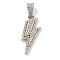 Alloy Rhinestone Pendants, Lightning Bolt Shapes, Platinum & Golden, 37x15x3.5mm, Hole: 12.5x5mm