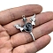 Tibetan Style Alloy Enamel Pendants, Sword with Heart Wing Charm, Antique Silver, Black, 39x37mm