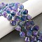 Natural Quartz Dyed Beads Strands, Faceted, with Seed Beads, Twist, Slate Blue, 10x9~10x9~10mm, Hole: 1mm, about 33~34pcs/strand, 15.04''~15.35''(38.2~39cm)