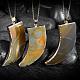 Tusk Natural Agate Scabbard Pendant Necklaces NJEW-BB00133-02-4