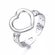 304 anillo de puño abierto de corazón de acero inoxidable RJEW-T023-55P-3